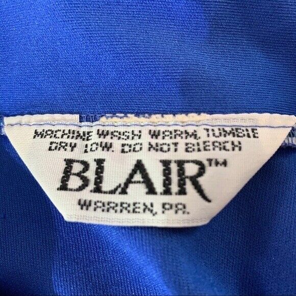 Vintage Blair Women Top Shirt Navy Blue Medium Button Down - Picture 9 of 9